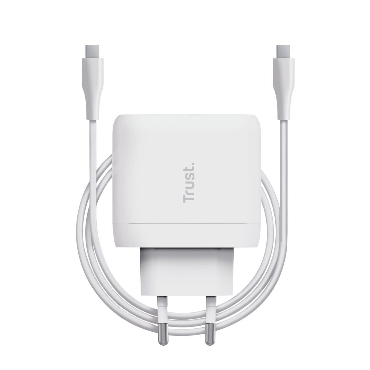 Witte Trust oplader 25139 met USB-C kabel en snelle 65W oplaadcapaciteit.