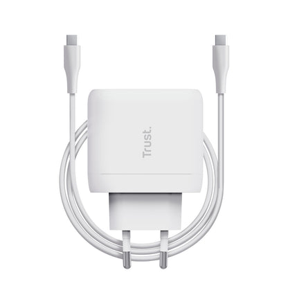 Witte Trust oplader 25139 met USB-C kabel en snelle 65W oplaadcapaciteit.