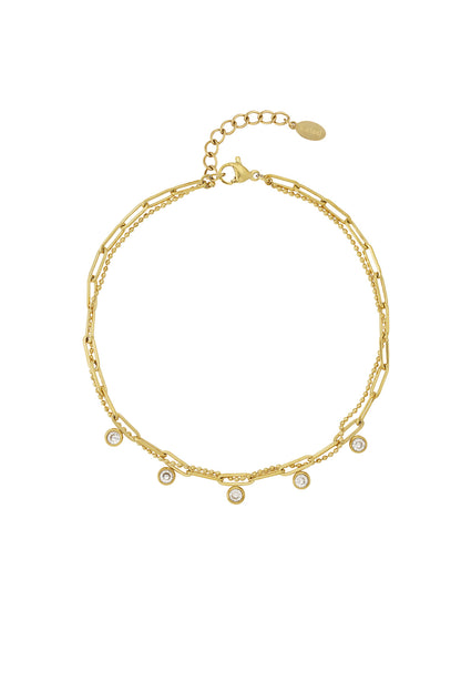 Sparkling Chain Anklet van Festivalzone.com in 14K goud met verfijnde rhinestone details.