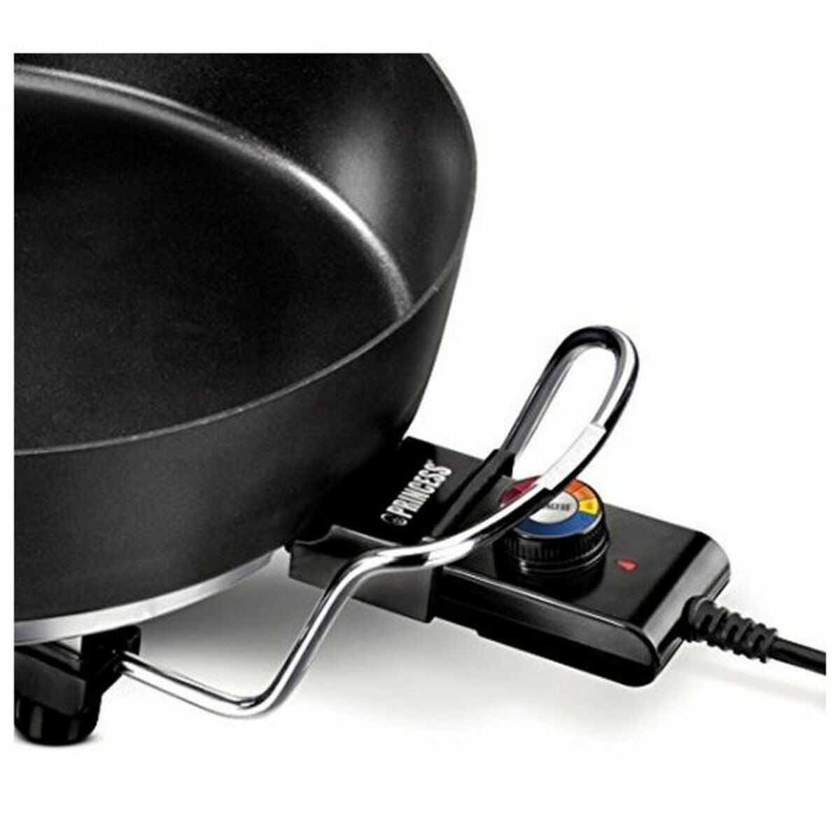 Detail van de Princess multifunctionele kookpot met temperatuurregelaar en handgreep.