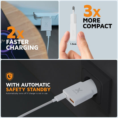 Detail van de Xtorm XG2SL025 powerbank met snellader en automatische veiligheidsstandby.