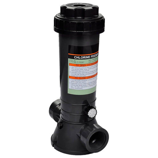 Automatische vidaXL chloordispenser voor zwembadonderhoud, zwart met verstelbare chloordistributie.