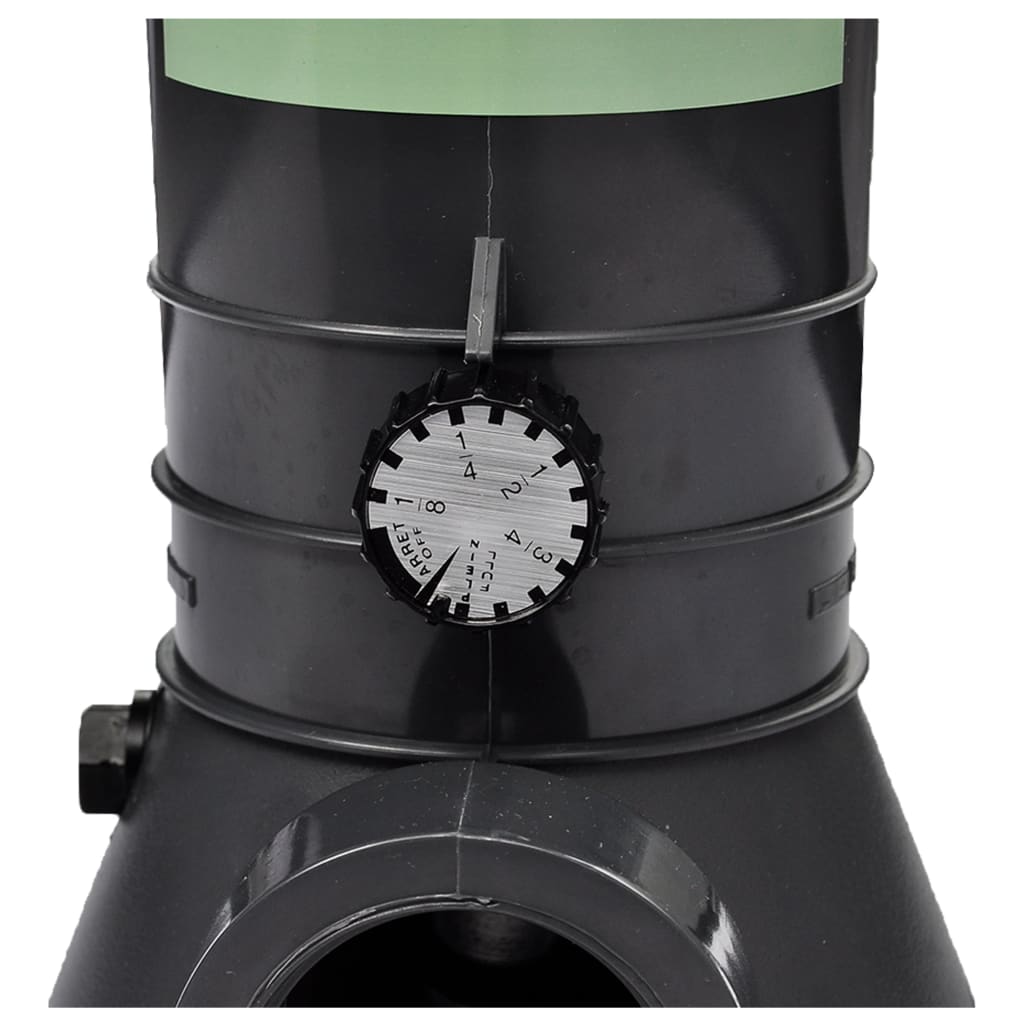 Detail van de chloordispenser vidaXL met instelbare chloordosering en drukmeter.
