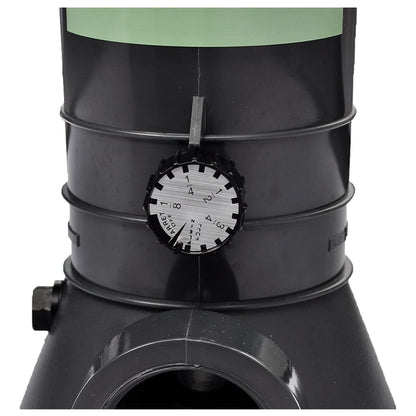 Detail van de chloordispenser vidaXL met instelbare chloordosering en drukmeter.