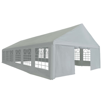 Detail van de vidaXL partytent 6x12 m in grijs met vensters en open ingang.