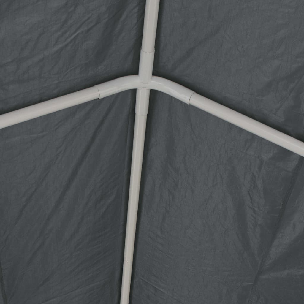Detail van het roestvrijstalen frame van de vidaXL partytent in grijs.