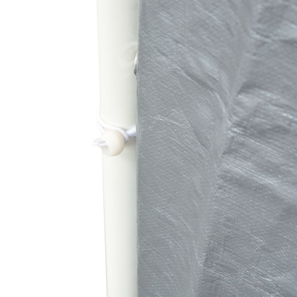 Detail van het bevestigingsmechanisme van de vidaXL partytent in grijs.