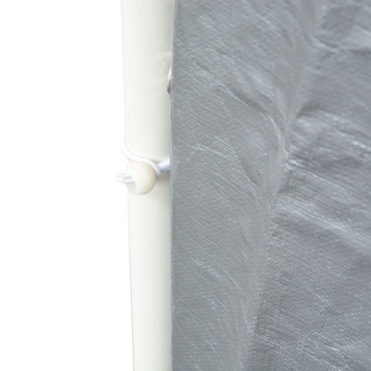Detail van het bevestigingsmechanisme van de vidaXL partytent in grijs.
