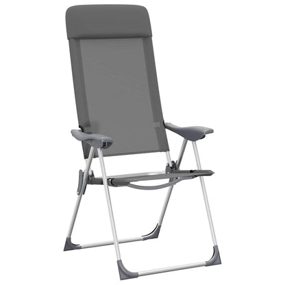 Zijaanzicht van de vidaXL inklapbare campingstoel in grijs, verstelbaar voor optimaal comfort.