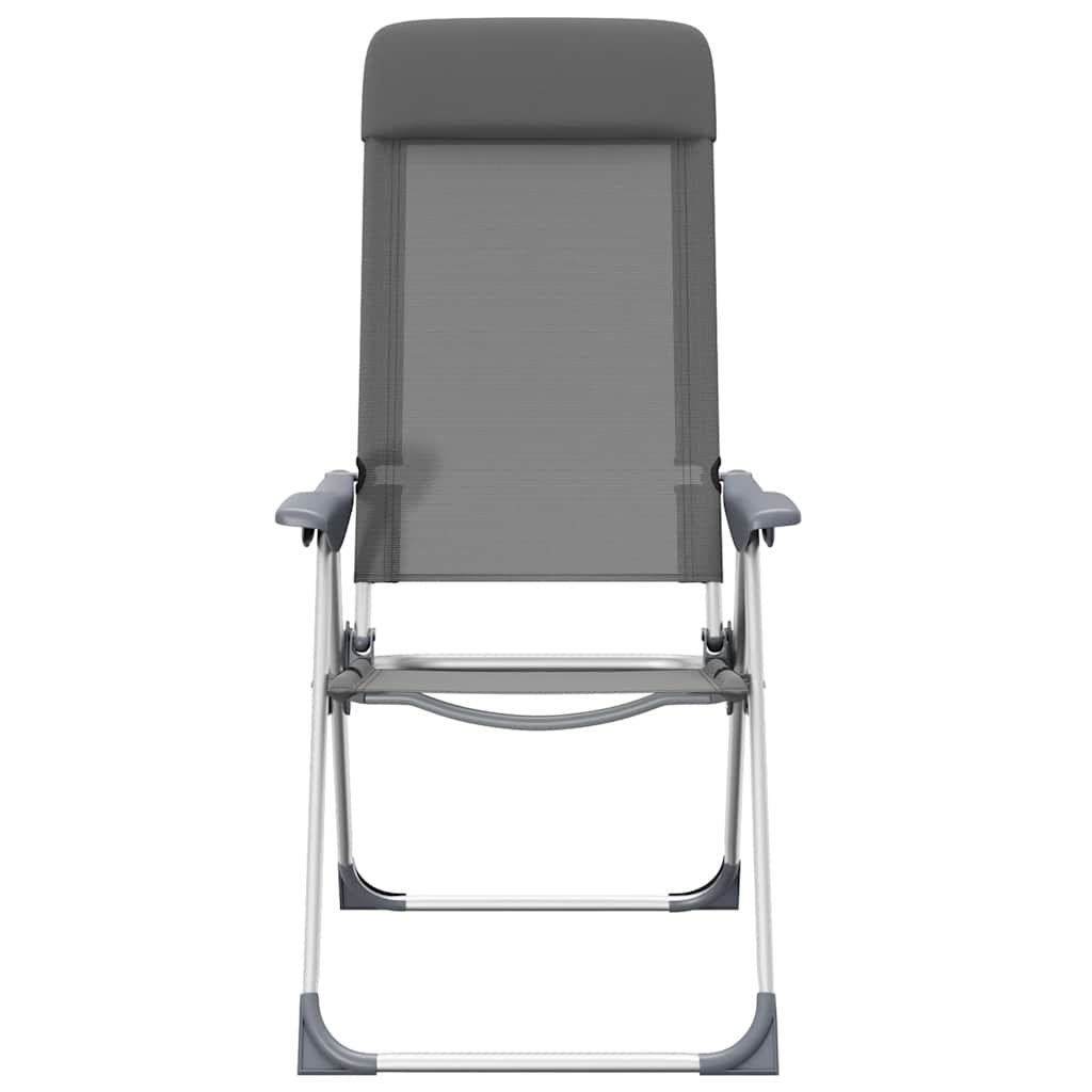 Zijaanzicht van de vidaXL inklapbare campingstoel in grijs met een verstelbare rugleuning.