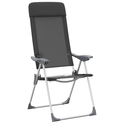 Zijaanzicht van de zwarte inklapbare vidaXL campingstoel met verstelbare rugleuning.