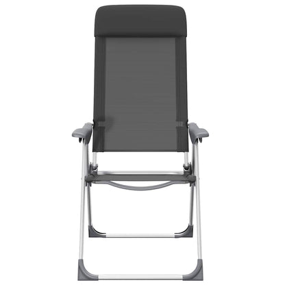Zwart inklapbare campingstoel van vidaXL, vooraanzicht met verstelbare rugleuning.