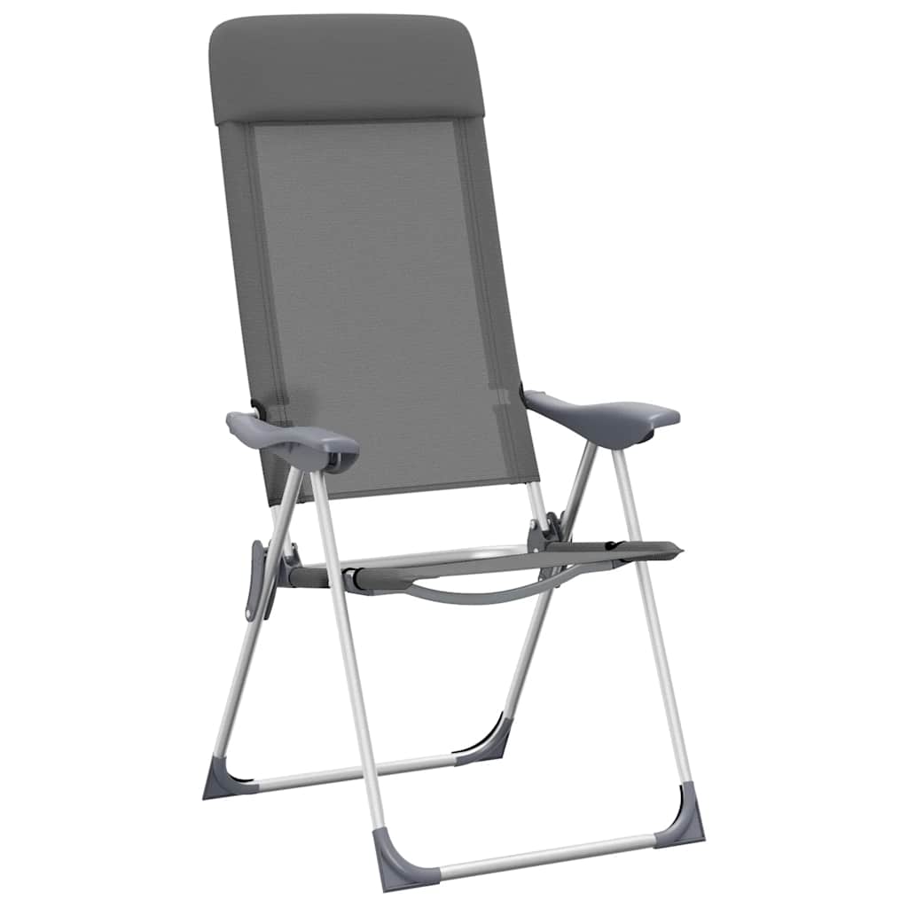 Detail van de grijze vidaXL campingstoel, verstelbaar in vijf posities voor extra comfort.