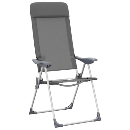 Detail van de grijze vidaXL campingstoel, verstelbaar in vijf posities voor extra comfort.