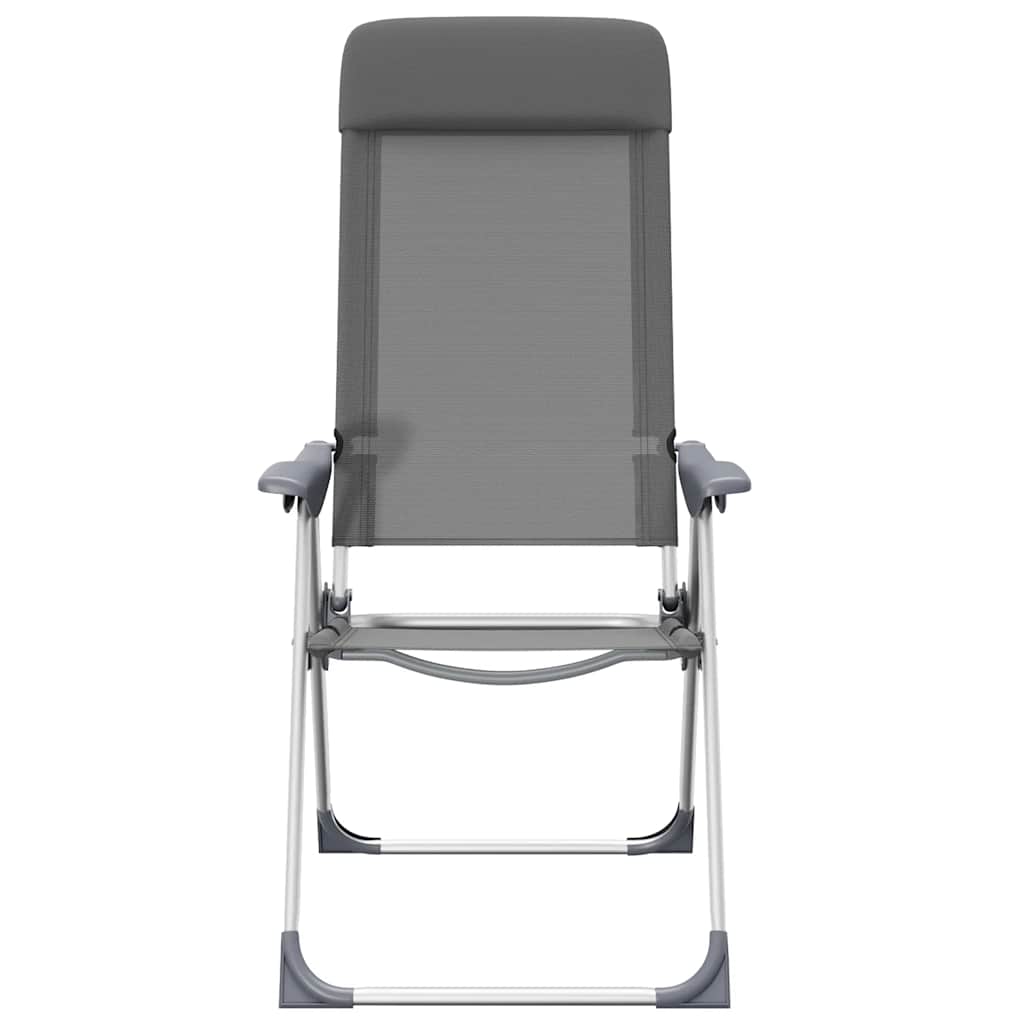 Zijaanzicht van de vidaXL campingstoel in grijs, met verstelbare rugleuning.