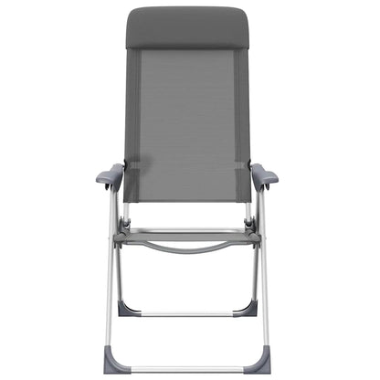 Zijaanzicht van de vidaXL campingstoel in grijs, met verstelbare rugleuning.