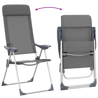 Detail van de vidaXL inklapbare grijze campingstoel, zijaanzicht met verstelbare rugleuning.