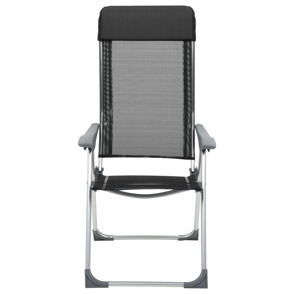 Detail van de vidaXL inklapbare campingstoel in zwart, met verstelbare rugleuning.
