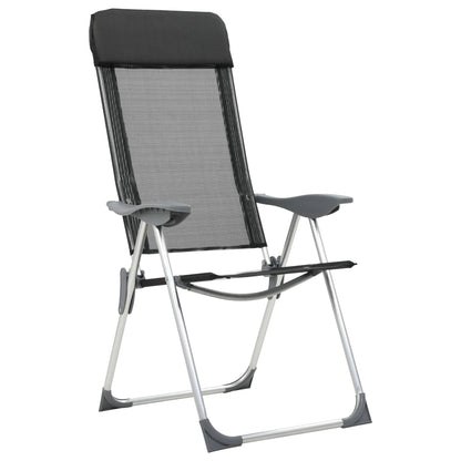Detail van de vidaXL inklapbare campingstoel in zwart met verstelbare rugleuning.