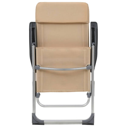 Detail van de vidaXL crèmewitte campingstoel met gevoerde hoofdsteun en aluminium frame.