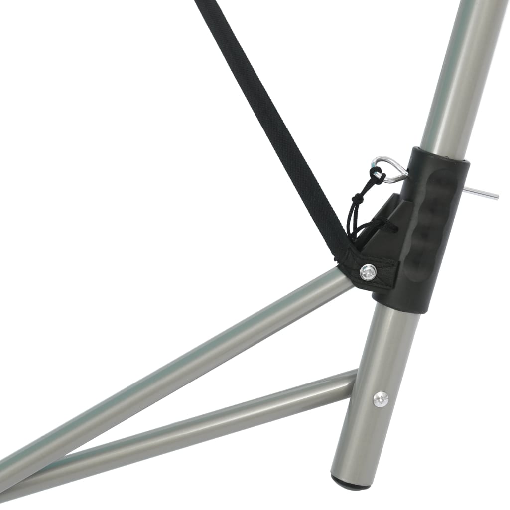 Detail van het stevige stalen frame van de vidaXL hangmat met inklapbare standaard.