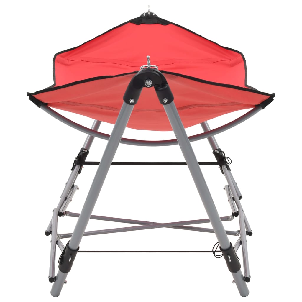 Detail van de vidaXL hangmat met inklapbare standaard in rood, zijaanzicht.