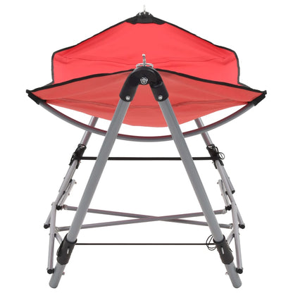 Detail van de vidaXL hangmat met inklapbare standaard in rood, zijaanzicht.