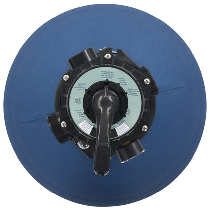 Bovenaanzicht van het vidaXL zandfilter met 6-positie ventiel in blauw.