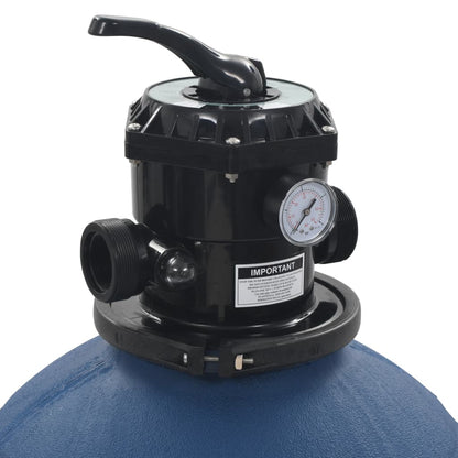 Detail van het 6-positie ventiel van de vidaXL zwembadzandfilter met drukmeter.
