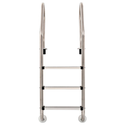 Detail van de vidaXL zwembadladder met drie roestvrijstalen sporten en anti-slip.
