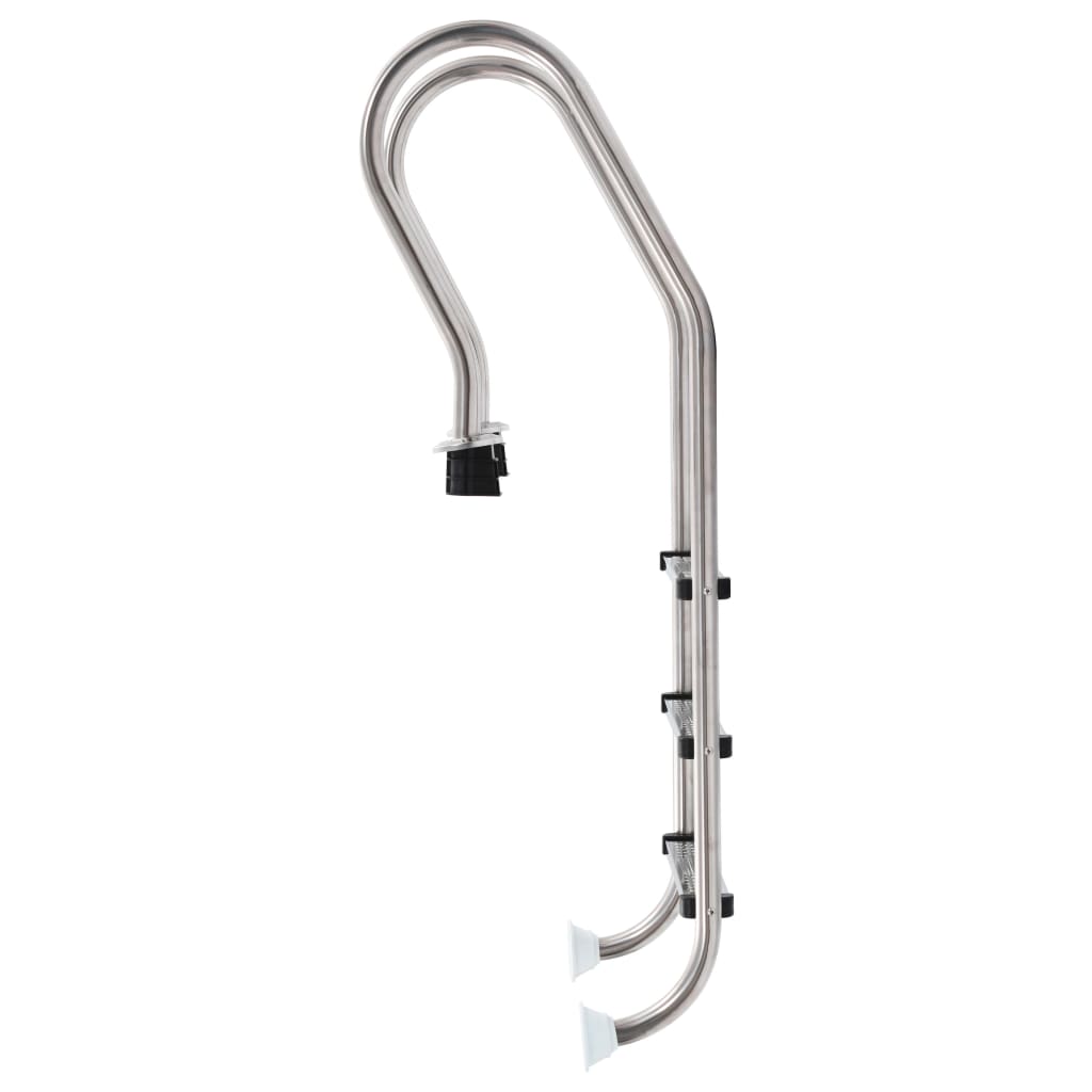 Detail van de vidaXL zwembadladder met drie anti-slip sporten en roestvrijstalen afwerking.