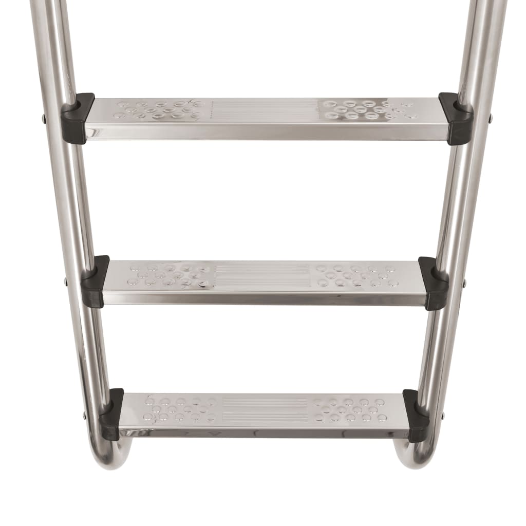 Detail van de anti-slip sporten van de vidaXL zwembadladder van roestvrij staal.