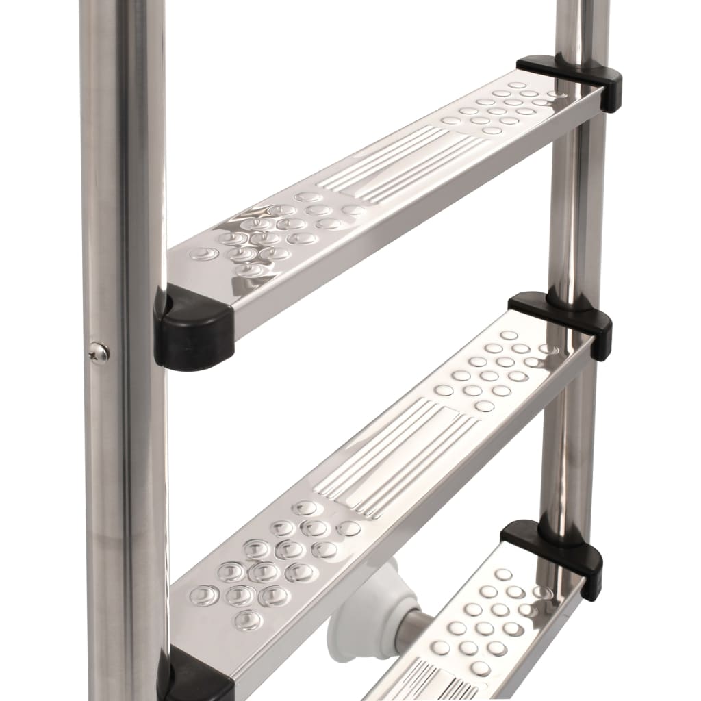 Detail van de anti-slip sporten van de vidaXL zwembadladder van roestvrij staal.
