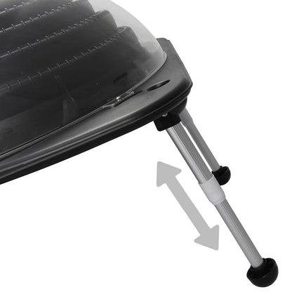 Detail van de verstelbare aluminium poten van de vidaXL zwembadverwarming.
