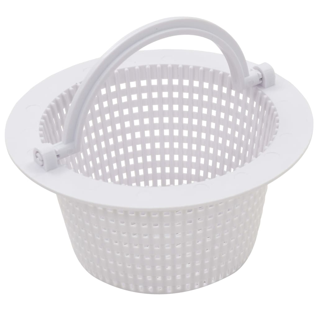 Detail van de witte skimmermand van de vidaXL zwembadskimmer, met geperforeerde structuur.