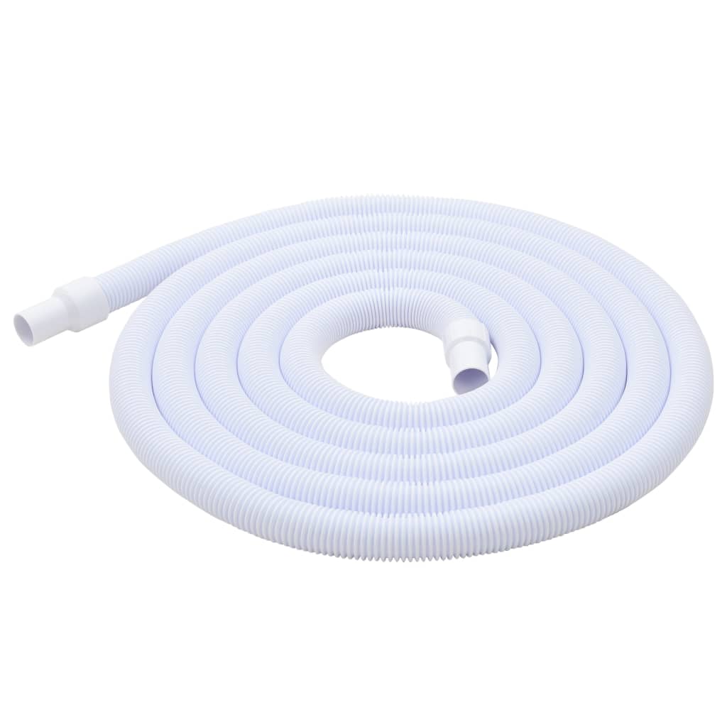 Flexibele witte slang van de vidaXL 9-delige zwembad onderhoudsset, close-up detail.