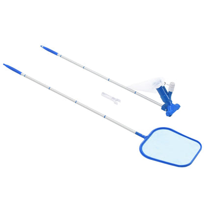 Detail van de vidaXL 2-delige onderhoudsset met blauwe schepnet en opvangzak.