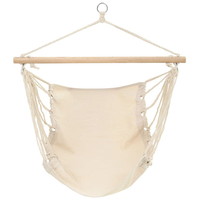 Hangstoel vidaXL opvouwbaar crème met stevig houten frame, vooraanzicht.