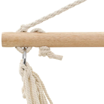 Detail van het stevige houten frame en de bevestigingsring van de vidaXL hangstoel.