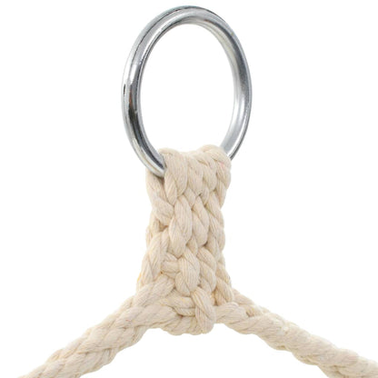 Detail van de bevestigingsring van de vidaXL opvouwbare hangstoel in crème.
