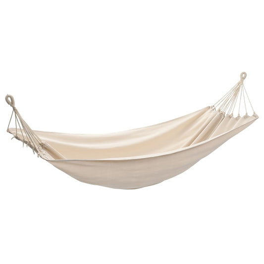 Crèmekleurige vidaXL hangmat van 260x150 cm, perfect voor twee personen.
