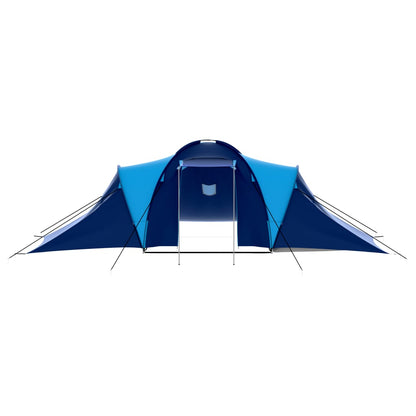 Zijaanzicht van de vidaXL tent in donkerblauw en blauw, met open ingang.