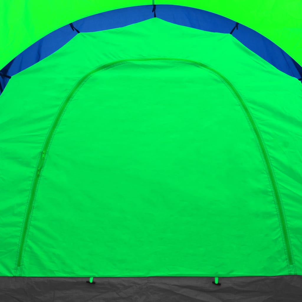 Detail van de groene tentopening van de vidaXL 9-persoons polyester tent.