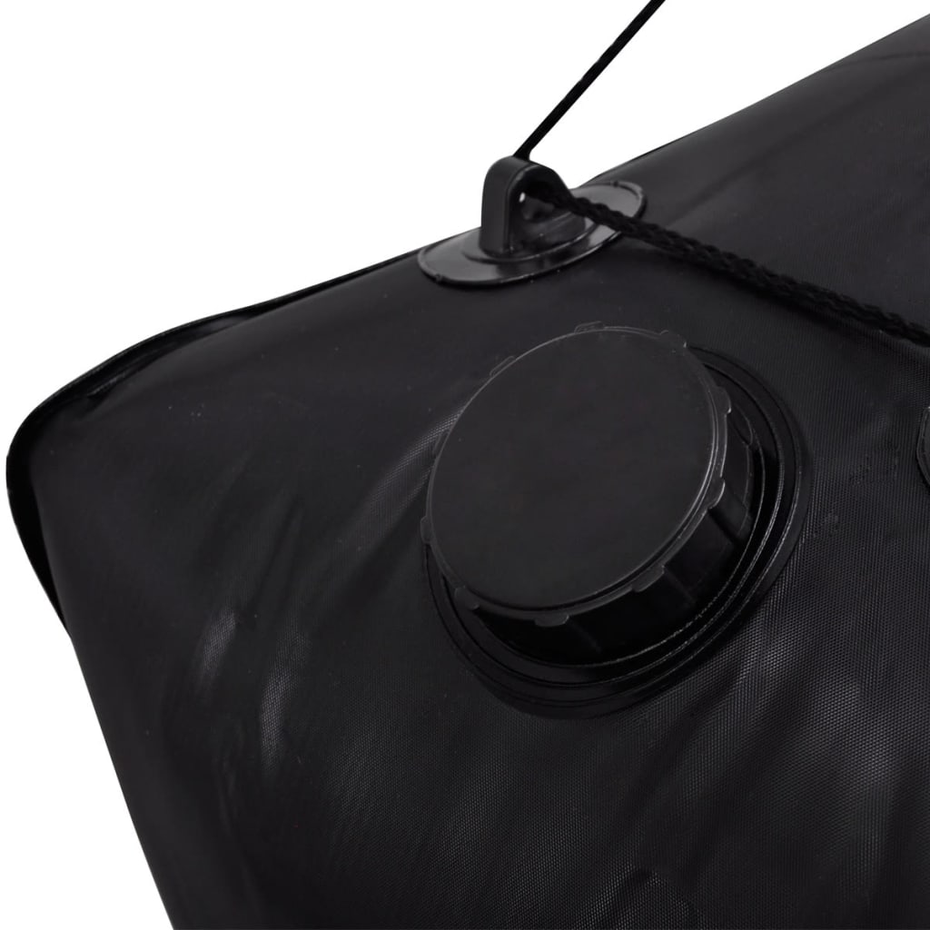 Detail van de zwarte vidaXL Campingdouche Solar met vulopening en bevestigingspunt.