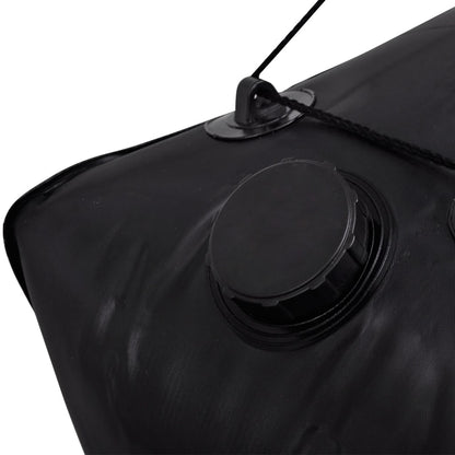 Detail van de zwarte vidaXL Campingdouche Solar met vulopening en bevestigingspunt.