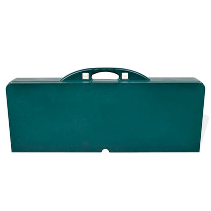 Groene vidaXL campingset ingeklapt, met handvat voor eenvoudig transport.