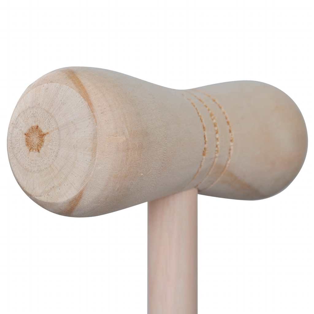Detail van de houten mallet van het vidaXL croquetspel voor 4 spelers.