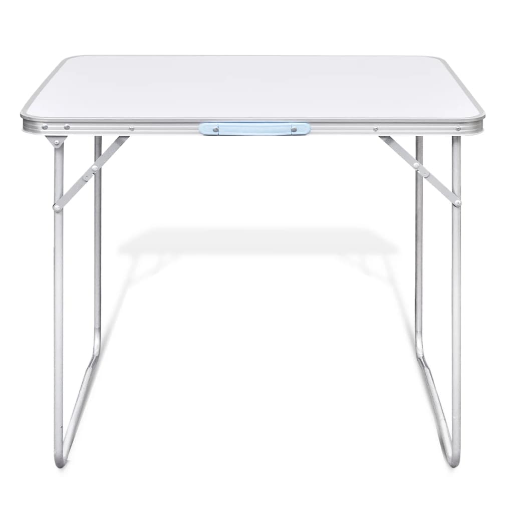 Detail van de inklapbare vidaXL campingtafel met metalen frame, vooraanzicht.