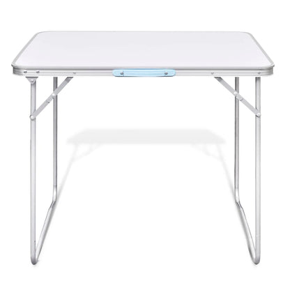 Detail van de inklapbare vidaXL campingtafel met metalen frame, vooraanzicht.