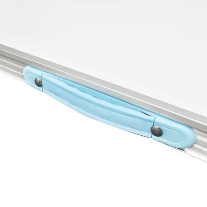 Detail van de blauwe handgreep van de vidaXL inklapbare campingtafel.